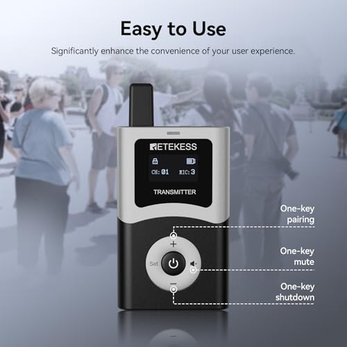 Retekess T130U(4nd Gen T130)Tour Guide System,Tour Guide Headsets(2TX 32RX) | for Factory,Travel,Clear Sound Quality,200M,Digital Mode, Wireless Connection,32-Slot Charge Case,40H,Less Interference Voice - style: 2-32