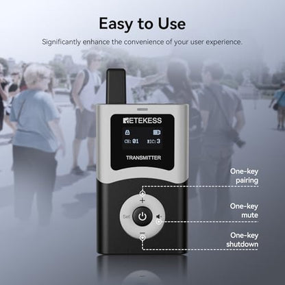 Retekess T130U(4nd Gen T130)Tour Guide System,Tour Guide Headsets(2TX 32RX) | for Factory,Travel,Clear Sound Quality,200M,Digital Mode, Wireless Connection,32-Slot Charge Case,40H,Less Interference Voice - style: 2-32