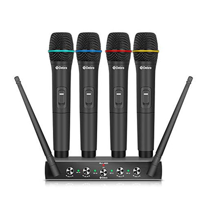 D Debra Audio AU400 Pro UHF 4 Channel Wireless Microphone System - color: with 4 Handheld (A)