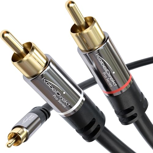 KabelDirekt – RCA/Phono Y Cable – 1×2 – 3ft | Coax, male/male plugs, analog/digital, adapter for subs/amps/Hi-Fis/home theater/receivers, black - size: 3 feet, style: 1-Pack