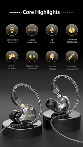 3.5mm Wired IEM Earbuds with Mic, 10mm Driver, Detachable Cable | 10mm HiFi sound, detachable 4N OFC cable and noise-isolating fit for music, gaming, calls and daily use. - color: Silver, size: 3.5mm