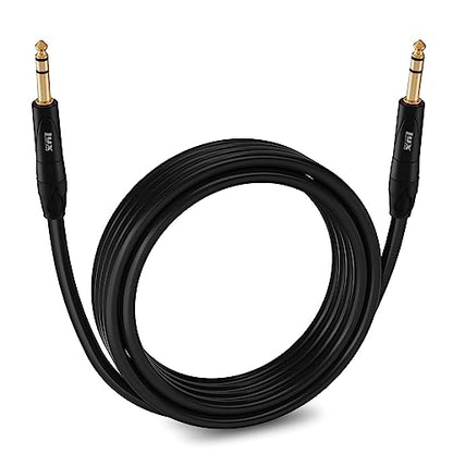 LyxPro ¼" TRS to ¼ TRS Balanced Audio Cable, Superior Signal Transfer, Crystal Clear High Frequency, Noiseless, Durable & Flexible Patch Cable, Professional Grade Heavy Duty, 15 feet Male to Male - size: 15 Feet