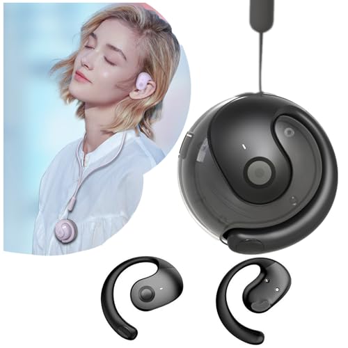 Earphone Wireless Bluetooth, OWS Hanging Bluetooth 5.4 Earphones, Open Ear Headset Ball - Portable and Comfortable, HiFi Stereo Sound Headphones Noise Cancelling Running Sport (Black)