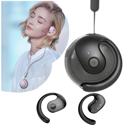 Earphone Wireless Bluetooth, OWS Hanging Bluetooth 5.4 Earphones, Open Ear Headset Ball - Portable and Comfortable, HiFi Stereo Sound Headphones Noise Cancelling Running Sport (Black)
