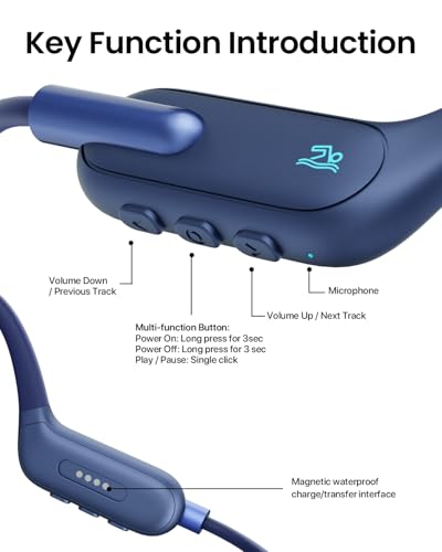 HIFI WALKER Waterproof Bone Conduction Headphones IPX8 for Swimming with 32GB MP3 Player, Bluetooth 5.3 Open-Ear Wireless Headphones for Running Cycling Gym - 8H Playtime & Fast Charging