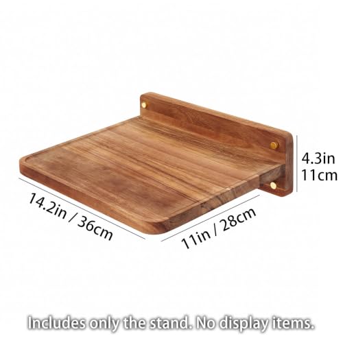Acacia Wood Projector Shelf for Wall Mount, 14.2" x 11" Floating Shelf & Rack Holder for Router, Modem, Cable Box, Compatible with Gaming Consoles