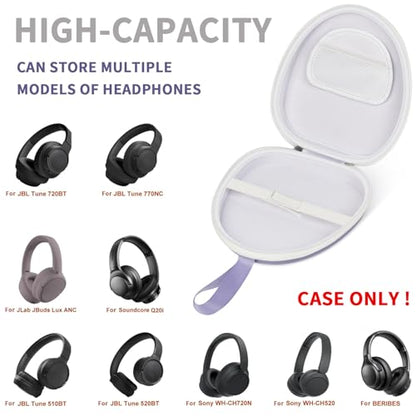 GWCASE Universal Headphone Case with Secure Strap and Cable Pocket, Purple | Fits Most Foldable Over-Ear Headphones, 7.87 x 6.8 x 0.9 in Interior, for Students, Commuters and Music Fans, Case Only - color: Purple with white zipper