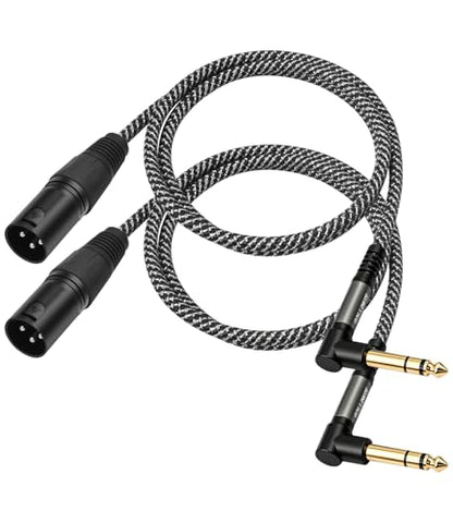 2Pack Right Angle 6.35mm TS to XLR Male,3FT, 1/4" 90° Right Angle 6.35mm TRS to XLR Male Balanced Interconnect Cable Braided Shield for Guitar, Mixer, Amplifier - color: 90° TRS To XLR M, size: 3Ft-2Pack