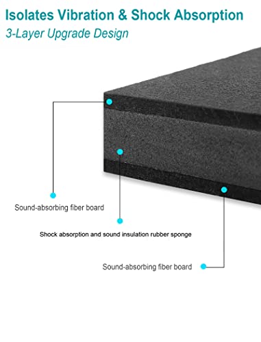 2-Pack for 8''- 10'' Studio Monitor Noise Isolation Pads Subwoofer Platform Speaker Riser 3-Layer Acoustic Stand Foam Stereo Vibration Isolation Stabilizer Base (15.5'' x 13'') - size: Large - for 8-10 inches