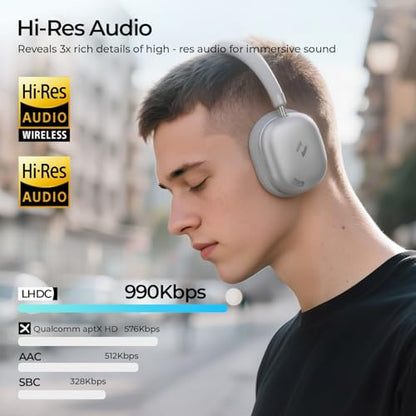 havit Space S1 Adaptive Noise Cancelling Wireless Over Ear Headphones - color: Silver