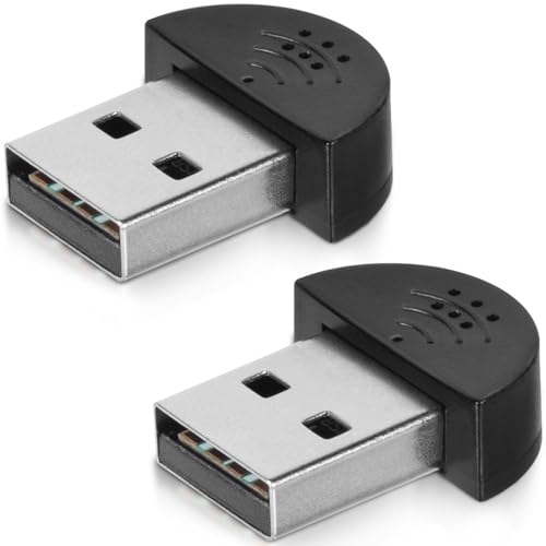 KISEER 2 Pcs USB 2.0 Mini Microphone, Laptop/Desktop PC Plug and Play for Skype, MSN, Yahoo Recording, YouTube, Google Voice Search and Games - size: 1.0*0.2 inch