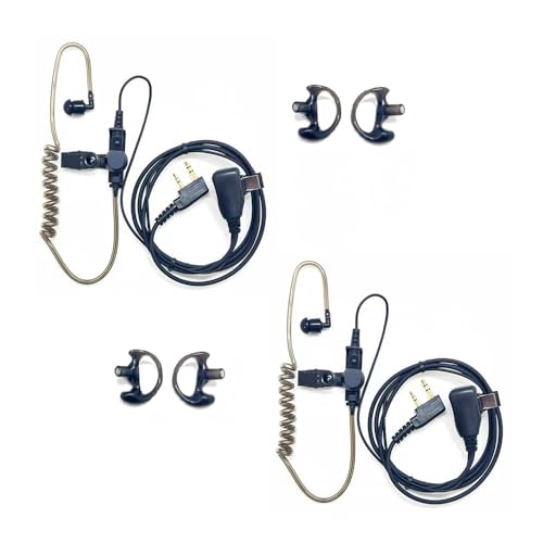 Covert Air Acoustic Tube Earpiece with Mic for Baofeng UV-5R Two Way Radio, Surveillance Headset and PTT Compatible with Walkie Talkies Brands Baofeng,Kenwood, Pxton, Wouxun,Puxing (2 Packs-Black) - style: Baofeng-Kenwood- 2 Packs(Black)