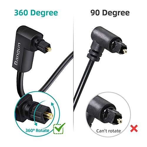 90 Degree Optical Audio Cable, Slim Digital SPDIF Audio Optical Cable, 360 Degree Right Angle Fiber Optic Toslink Cable for Sound Bar, TV, PS4, Xbox, Home Theater, 10ft - size: 10ft, style: One Right Angle Plug