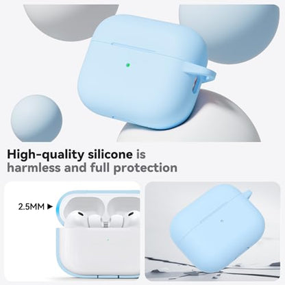 Ljusmicker for AirPods Pro 3 Case 2025 with Cleaner Kit,Sky Blue | Soft Silicone Protective Cover for Apple AirPod Pro 3rd Generation Case with Keychain for Women Men,Shockproof - color: B-Sky Blue
