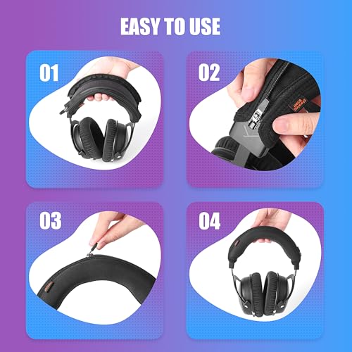 T1 T5 Headband Cover Compatible with beyerdynamic T1 2nd 3rd/ T5 2nd 3rd Headphones Thicker Sports Fabric Replacement Headphone Headband Cushion Pad Cover Headband Protector (Black)