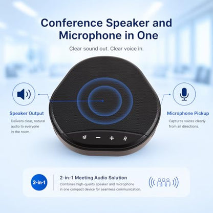 USB Speakerphone for PC, Conference Speaker and Microphone, Plug and Play, AI Noise Reduction and Echo Cancellation, Touch Controls, One-Tap Mute, LED Indicator, for Computer Desktop