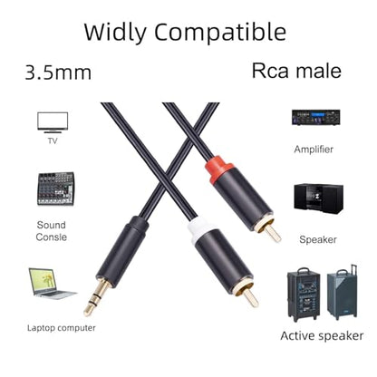 Vthahaby 3.5mm to RCA Cable, 6.6 FT, 1/8 Aux Male to Dual RCA Male