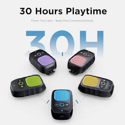 Wearable Bluetooth Speakers, Clip On Wireless Jobsite Speaker - Black | 30H Playtime, IPX6 Water-Resistant, Portable, Built-in Mic, Hands-Free Calls, Non-Magnet - color: Black