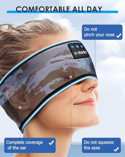 LC-dolida Sleep Headphones Bluetooth Headband, Sleep Headphones Wireless Bluetooth with Ultra-Thin HD Stereo Speaker, Sleep Headband Earphones for Workout Yoga Insomnia Meditation Gifts(Blue) - color: Azure