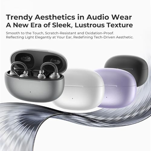 NE55 AI Translation Earbuds Real-Time, 135+ Languages Translator, Open Ear Wireless Bluetooth 6.0 Clip on Earbuds, Waterproof Open Ear Headphones with 52H Playtime, for Travel Work Meeting (Black) - color: Black