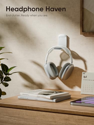 MAMUVIMO Headphone Stand, 2 Pack Headset Stand Foldable＆Sticky, Headphone Holder Hook Mount with Non-Slip Silicone, Adhesive Earphone Desk Hanger Clip Space-Saving for Airpods Max, All Earphones White - color: White, size: 2 Pack