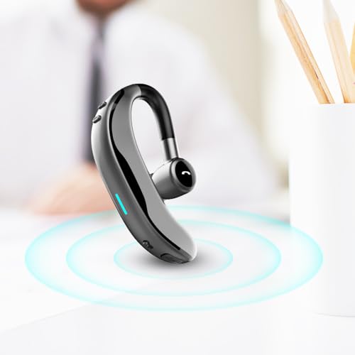 IHAO Bluetooth Earpiece Headphone Dual Noise Cancelling Mic Painless Open-Ear Handsfree Headset Stereo Sound Left/Right Changeable Earhook Earphones for Driving/Business/Gym-Single Ear F600 Black - color: Single Ear Headphone F600 Black