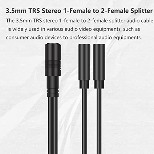 2 Pack 3.5mm 1/8" TRS Stereo 1-Female to Dual 2-Female Jack Splitter Audio Cable