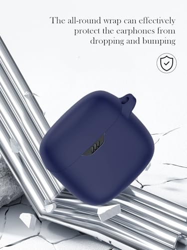 Case for JBL Tune Flex - True Wireless Noise Cancelling Earbuds,Soft Protective,BOVUGAC Silicone Case Cover with Keychain & Cleaning Kit & Lanyard for JBL Tune Flex Earbuds-Blue - color: Blue