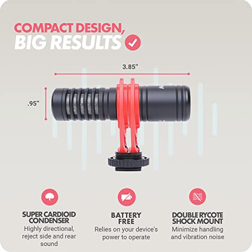 Movo VXR10-PRO and X1-Mini Shotgun Microphone Bundle for Cameras, iPhone, DSLRs, and More