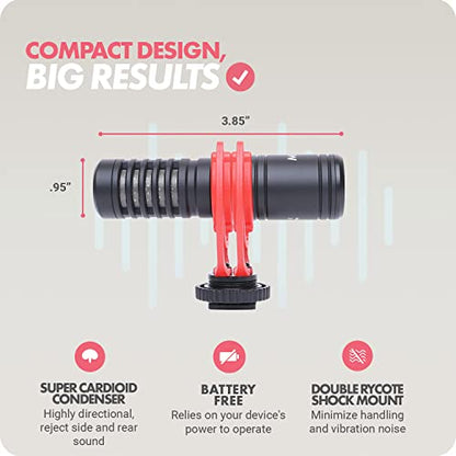Movo VXR10-PRO and X1-Mini Shotgun Microphone Bundle for Cameras, iPhone, DSLRs, and More