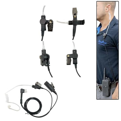 MaximalPower Replacement Surveillance Headset Earpiece for MOTOROLA 2-Pin Radios - Push-to-Talk Mic with Reinforced Cables for Low-Profile Communication