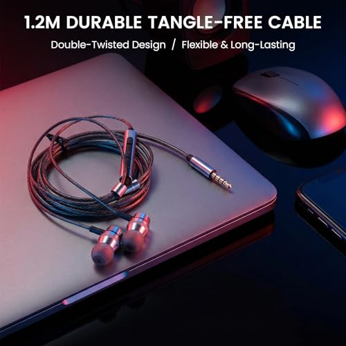 HIFI WALKER A1 Wired Earbuds with Microphone, Hi-Res 3.5mm Headphones Wired with Volume Control, Clear Calling Metal in-Ear Earphones for PC, Laptop, Tablet, Smartphone, Gaming - size: 3.5mm with Mic