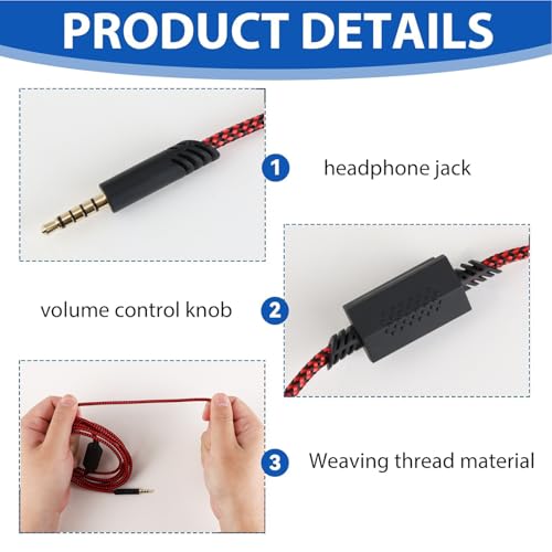 Detachable Gaming Headset Cable Replacement, 3.5mm(1/8") Nylon Braided with Inline Mute Switch Volume Headset Cable Compatible with Astro (Type 3)