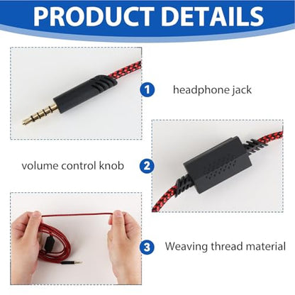 Detachable Gaming Headset Cable Replacement, 3.5mm(1/8") Nylon Braided with Inline Mute Switch Volume Headset Cable Compatible with Astro (Type 3)