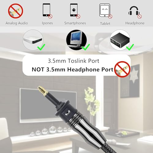 Toslink Female to 3.5mm Jack (Mini Toslink) Male Digital Adapter | Digital Fiber Optic Toslink to 3.5mm Jack Adapter Coupler, Female to 3.5 mm Mini Male Optical Audio Connector Adapter (2PCS)