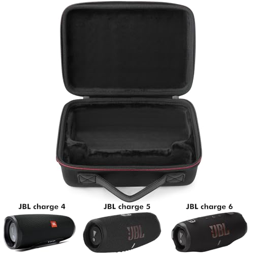 Hard Case for JBL Charge 6/5/4 Bluetooth Speaker – Waterproof Travel Case with Adjustable Shoulder Strap, Durable Protection for On-the-Go Use（Purple） (black) - color: black