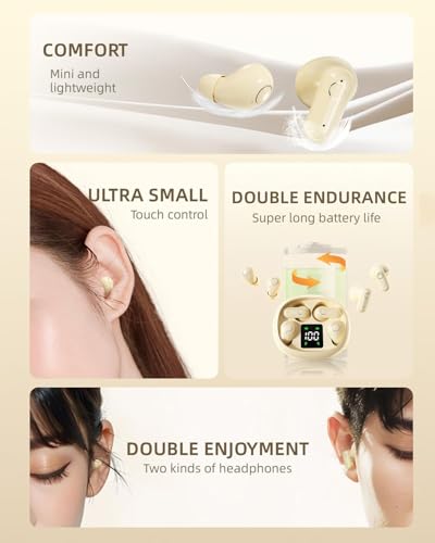 2 Pairs Invisible Small Mini Earbuds Wireless Bluetooth Sleep Hidden Headphones Sleeping Micro Smallest Discreet Tiny Low Profile Earbud Earphone Ear Buds for Small Ear Canal Women, Work, Side Sleeper - color: Purple