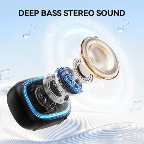 TECKNET Portable Bluetooth Speaker, IP67 Waterproof Speaker with Stereo Sound, Up to 30H Playtime, Magnetic Design, BT 5.4, TWS Pairing Small Bluetooth Speaker for Home/Party/Outdoor/Travel - color: Black