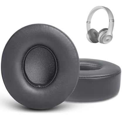 Thicker Ear Pads Cushions for Beats Solo 2 & Solo 3 Headphones Earpads | Solo 2.0/Solo 3.0 Wireless & Wired Covers with Stronger Adhesive Thicker Foam(Grey) - color: Gray