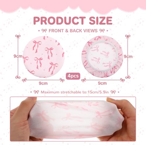 Fanfanwin 2 Pairs Pink Bow Flex Fabric Headphones Covers Stretchable Washable Ear Cup Protectors Sweat Resistant Ear Pad Sleeves Headphone Accessories for Gym Library Study Gaming 3.54inch - style: Pink Bow