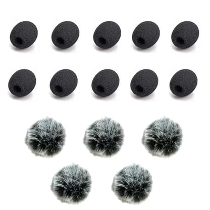 ZRAMO5 Packs Professional Furry Outdoor Wireless Lavalier Microphone Wind Screen Furry Muffs Diameter 4-8mm Fits Most Lapel Clip Lav Windscreen Windproof Wind Screen (5pack (Black/White)+10pc Sponge)
