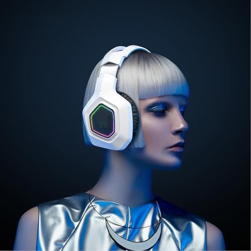 Gaming Headset, Gaming Headphone Memory with Foam Ear Cushions, Active Noise Cancelling Mic 3.5mm Wired Connection PC Gaming Headphone for (White) - color: White