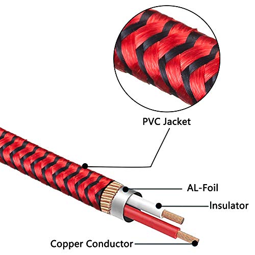 Audio Video RCA Cable 6Ft,3RCA Male to 3RCA Male 24K Gold Plated Composite AV Cable Compatible with Set-Top Box,Speaker,Amplifier,DVD Player and More(6Ft/2M) - size: 6Ft/2M