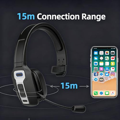 Black Single Ear Bluetooth Headset, Lightweight Comfort Business Earpiece with Noise Canceling Mic, Hands-Free Mono Headphone for Office, Driving, Conference Calls - color: Black