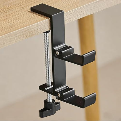 Heavy Duty Desk Hook Clamp, Headphone Stand, Backpack Hanger with Adjustment, No Drill Purse Hook for Table for Office, Computer, Student Class Desk, Handmade Creator Table