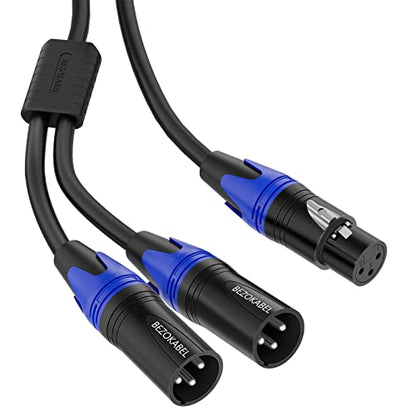 XLR Splitter, Y Splitter Cable Female to Dual XLR Male 10ft | Balanced Microphone Splitter 3-Pins 1 Female to 2 Male - size: 10ft, style: Female to 2 Male XLR