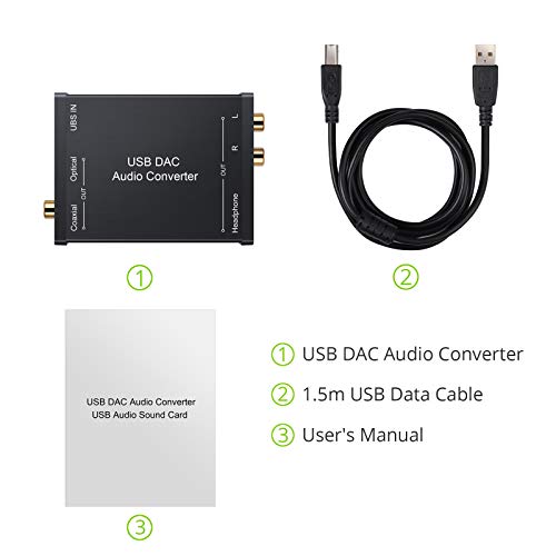 LiNKFOR USB to SPDIF Coaxial RCA and 3.5mm Headphone Jack Converter - Optical Audio Adapter - PCM for Windows, Mac, PS4, PS3 - color: USB DAC