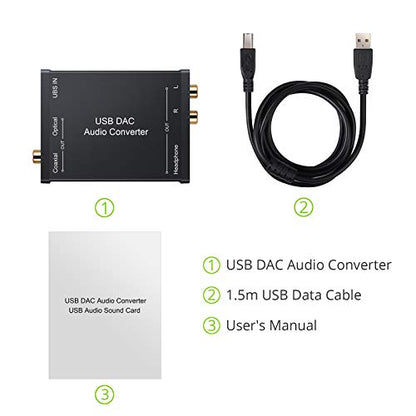LiNKFOR USB to SPDIF Coaxial RCA and 3.5mm Headphone Jack Converter - Optical Audio Adapter - PCM for Windows, Mac, PS4, PS3 - color: USB DAC