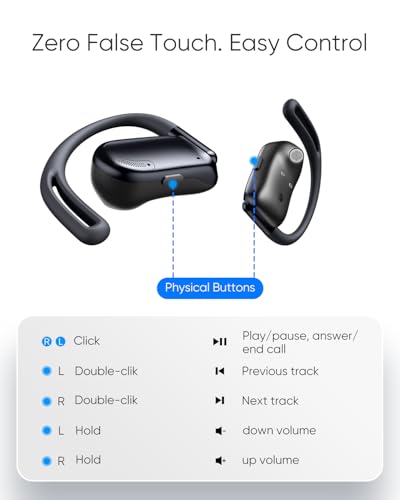 Open Ear Headphones, Running Headphones for Workout, Black | 0.28oz Next-Gen Bluetooth 5.4 Air Conduction Wireless Earbuds w/Extra Bass, 48H Playtime, 3 EQ Modes, ENC Mic, IPX5 - color: Black