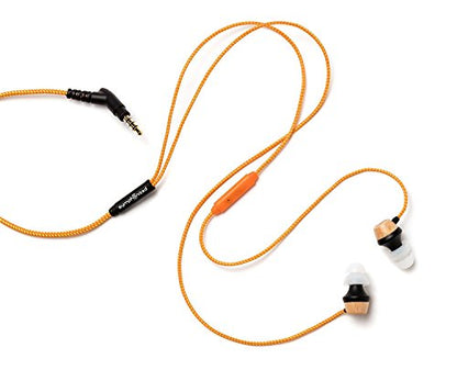 Symphonized ALN Premium Genuine Wood in-Ear Noise-isolating Headphones, Earbuds, Earphones with Mic (Orange Stripe) - color: Orange Stripe